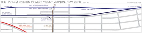 Map with locations of the old and new stations