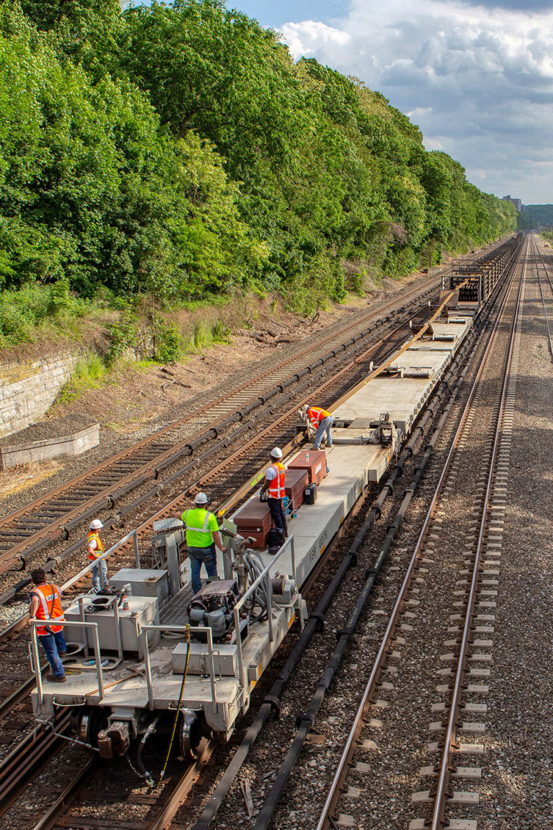 The rail is unloaded from the train